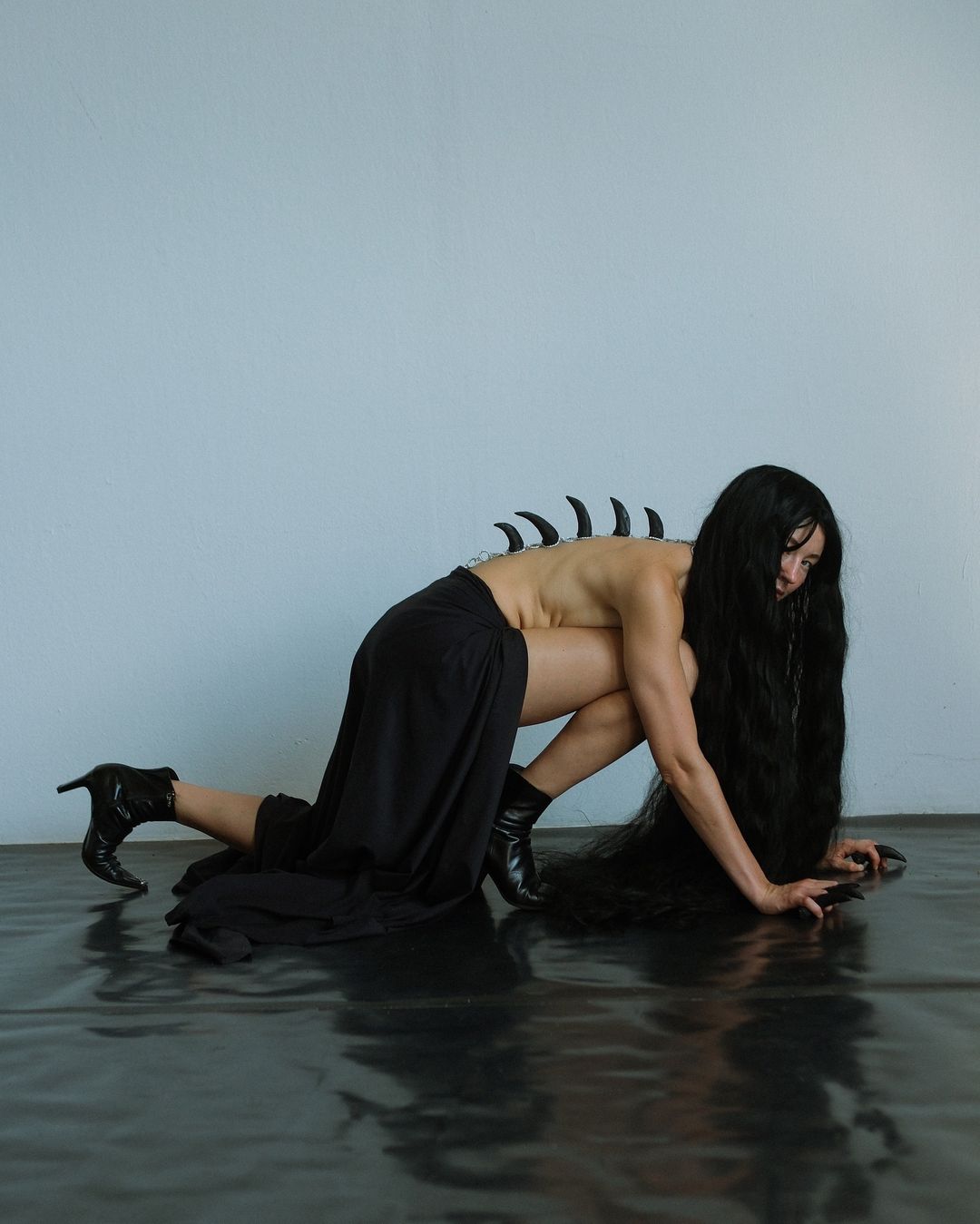 Artistic pose in black