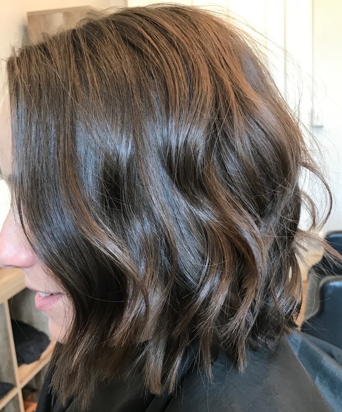 Chocolate brown wavy bob