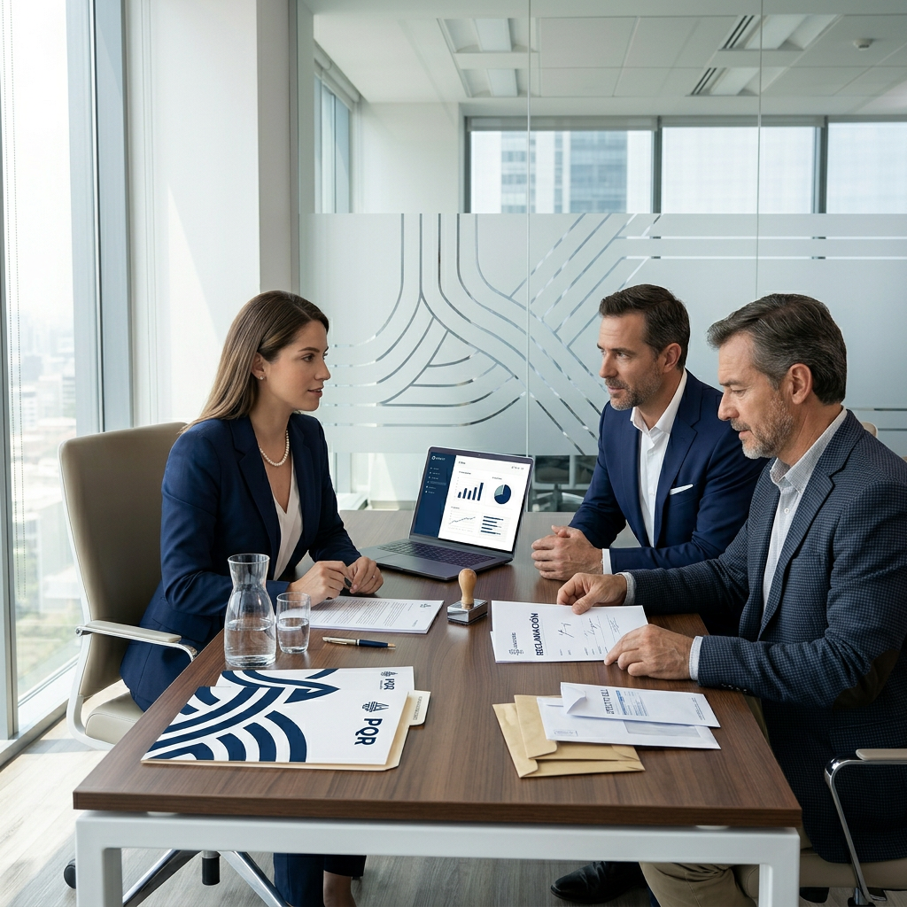 Equipo de abogados profesionales en reunión de trabajo