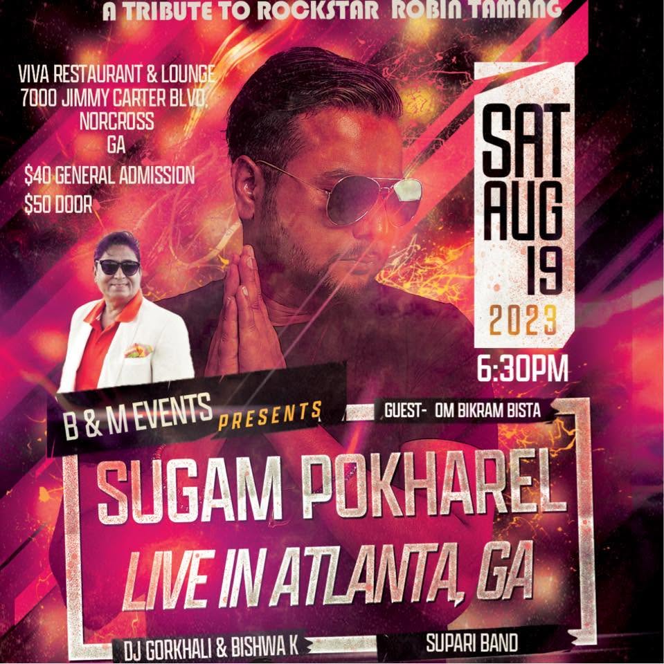 Sugam Pokharel Live in Atlanta, Georgia – event poster