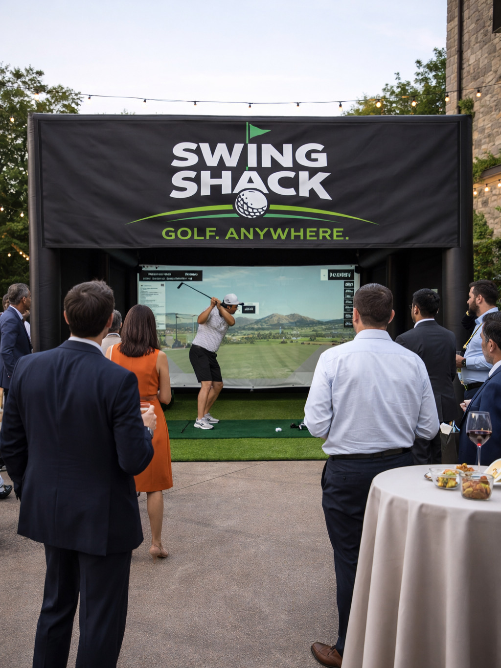 Swing Shack at an outdoor wedding reception