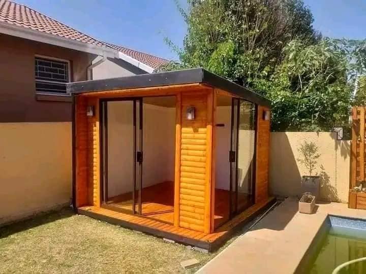 Modern garden room with glass doors