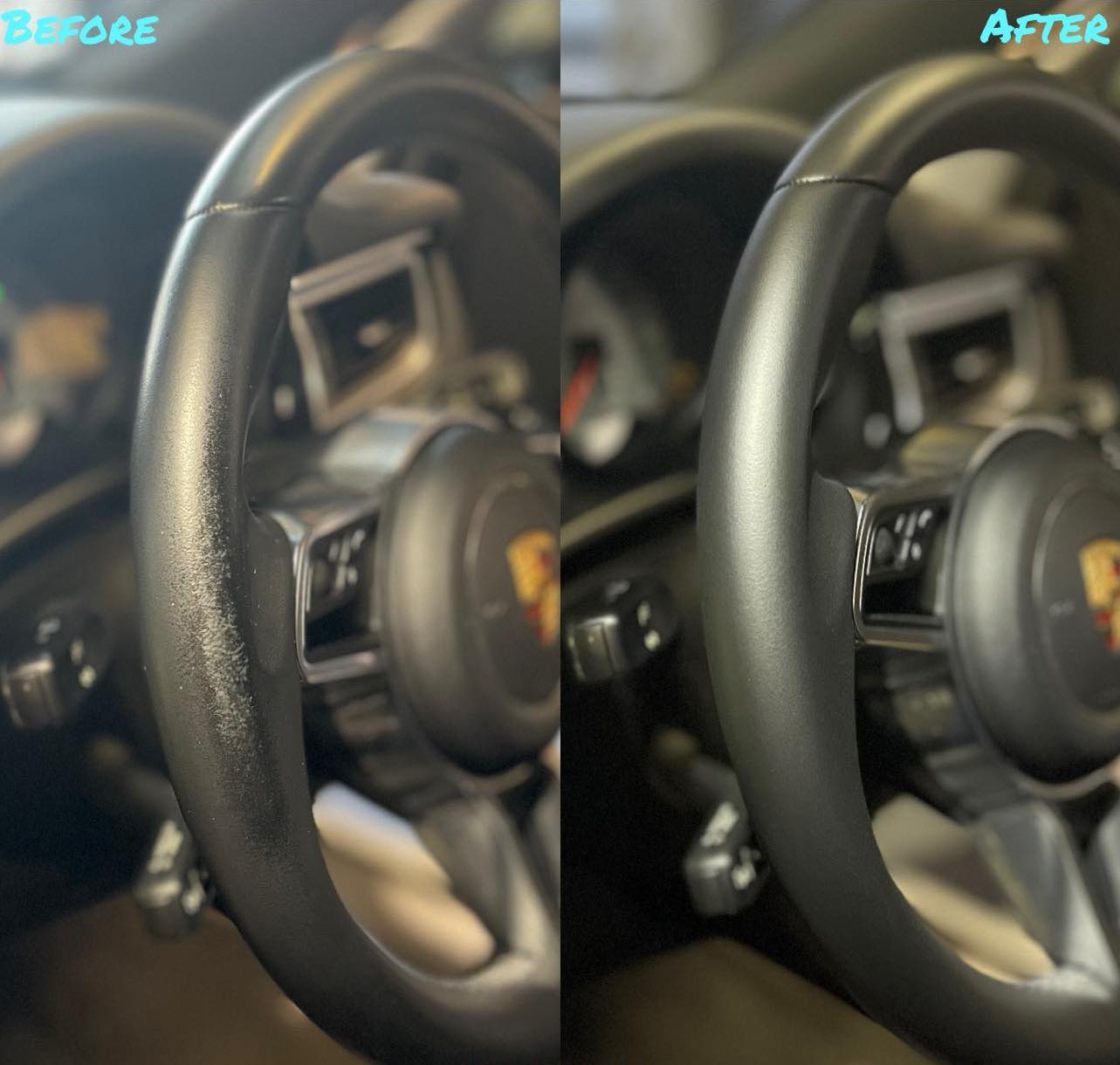 Porsche steering wheel leather restoration — worn grip and cracking — Kingston, Canberra ACT