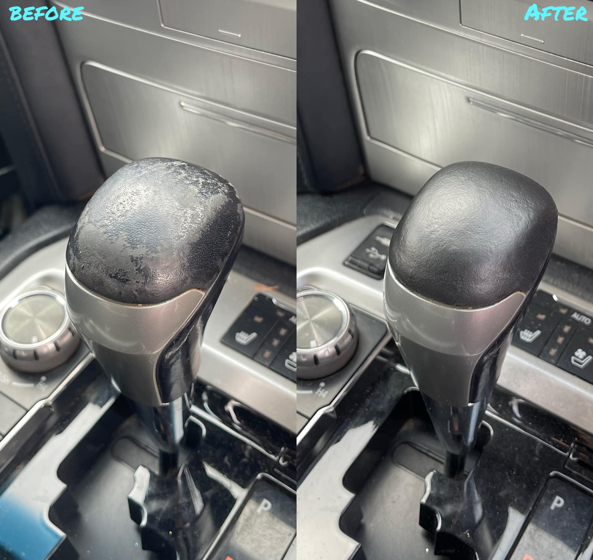 Toyota gear shift knob coating restoration — flaking rubberised coating restored — Queanbeyan, Canberra ACT
