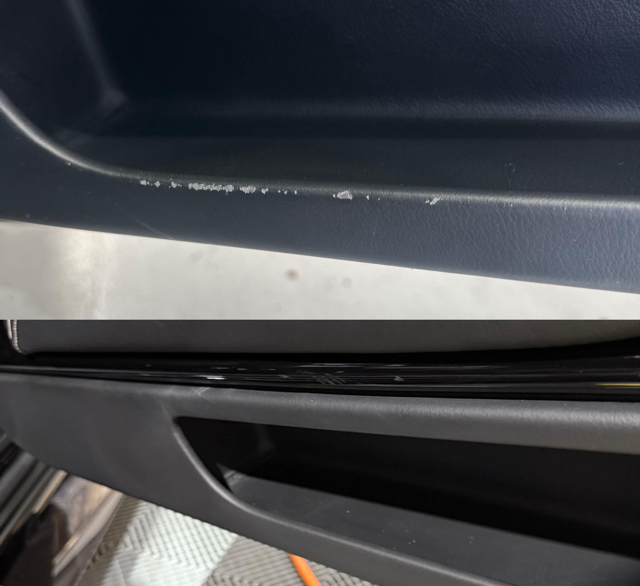 Car door sill scuff and scratch repair — white scuff and black trim scratches repaired — Kingston, Canberra ACT