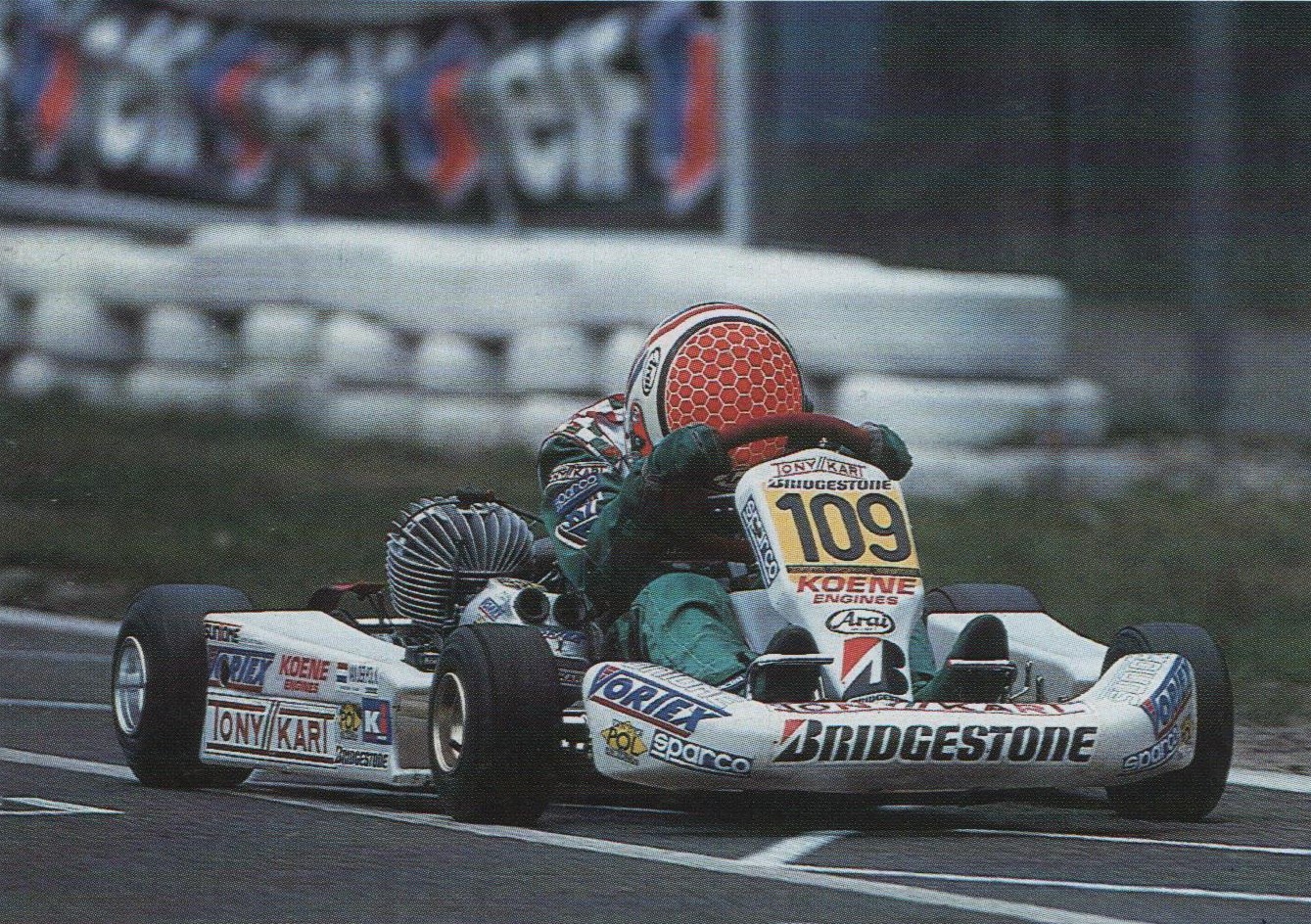 Tony Kart #109 racing action with Bridgestone