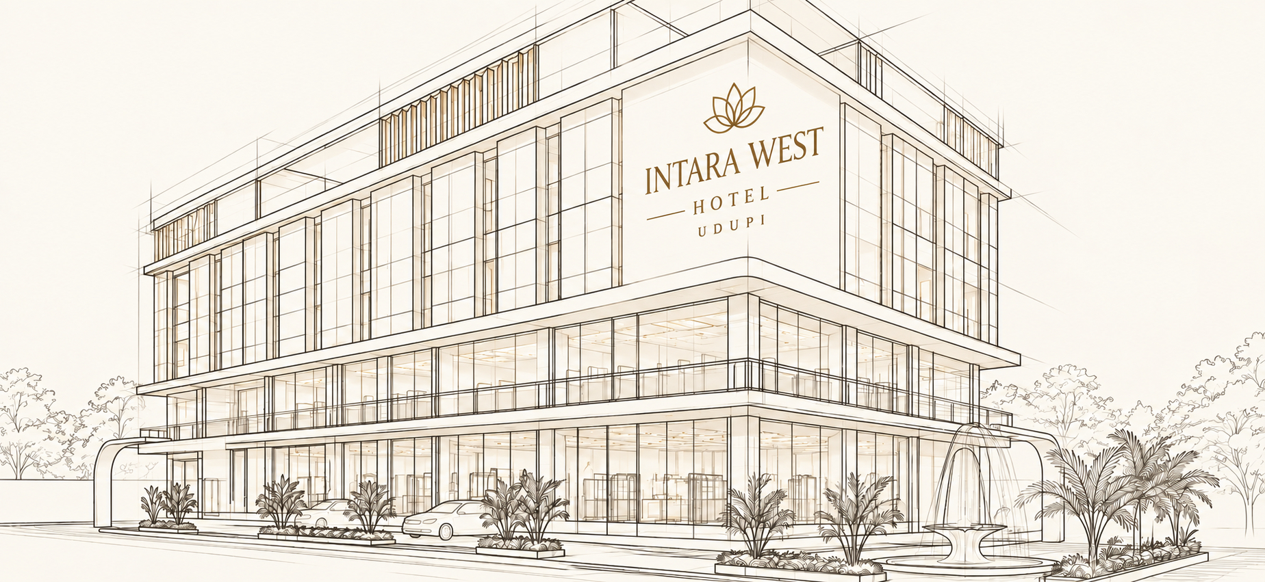 Architectural line drawing of the upcoming Intara West Hotel