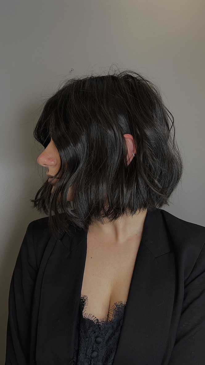 Short dark textured bob