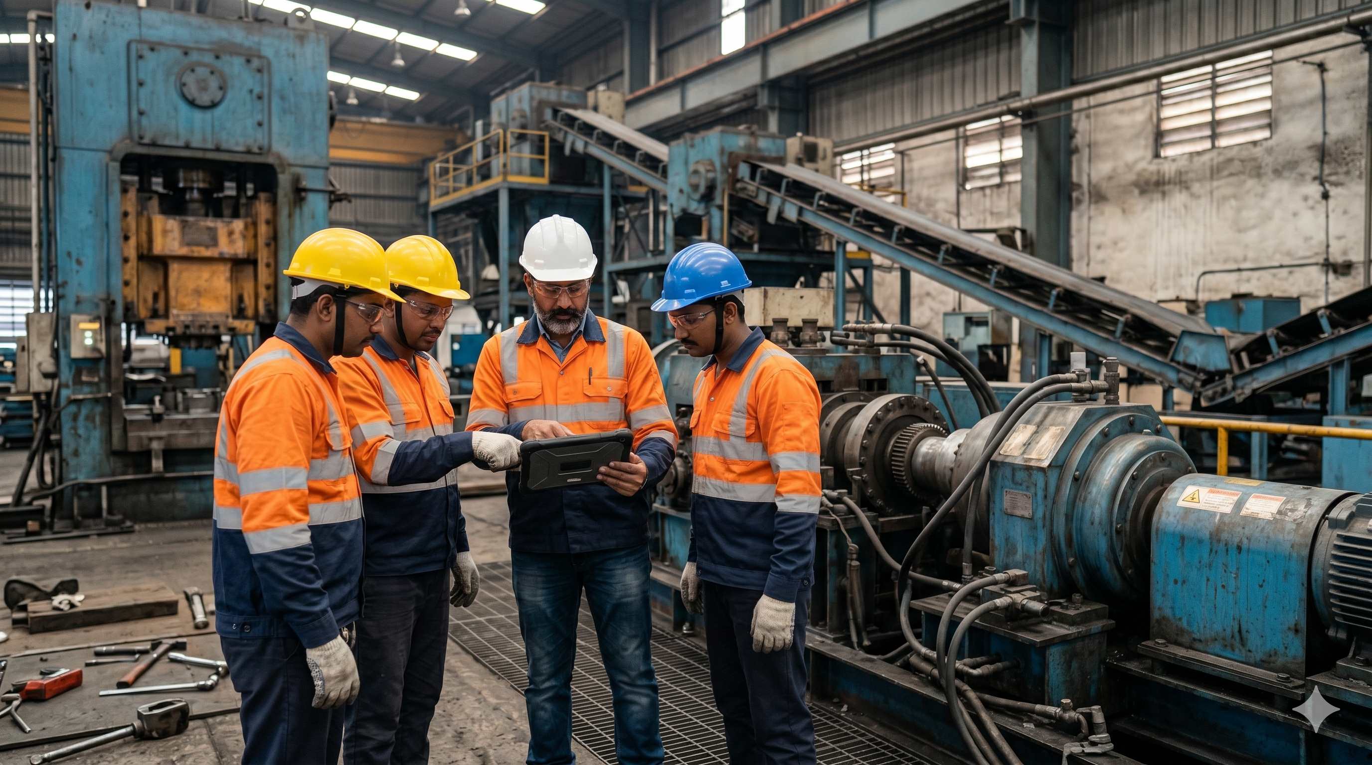 Maintenance team using digital workflow on the shopfloor