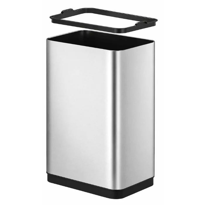 Lixeira de aço inox com aro interno removível para saco de lixo