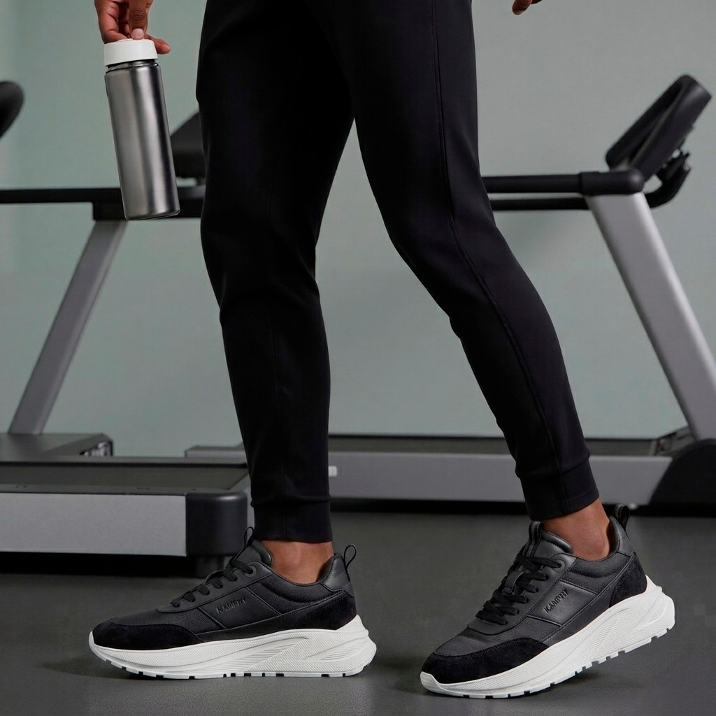 KAMPHY Apex Two — Noir, worn on feet at gym