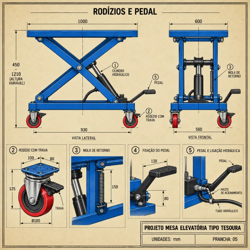 Rodízios e Pedal