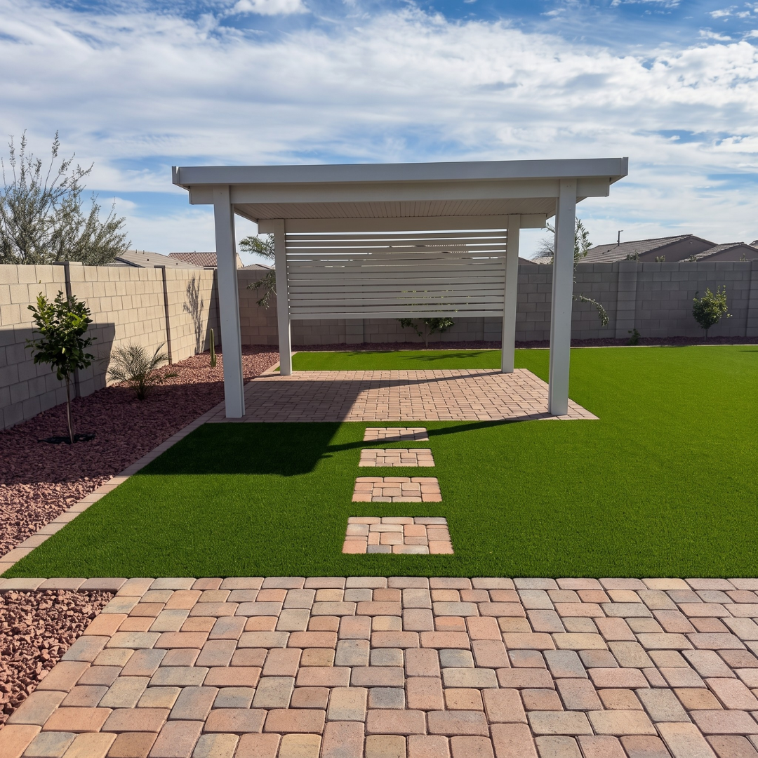Covered Patio with Stepping Pavers