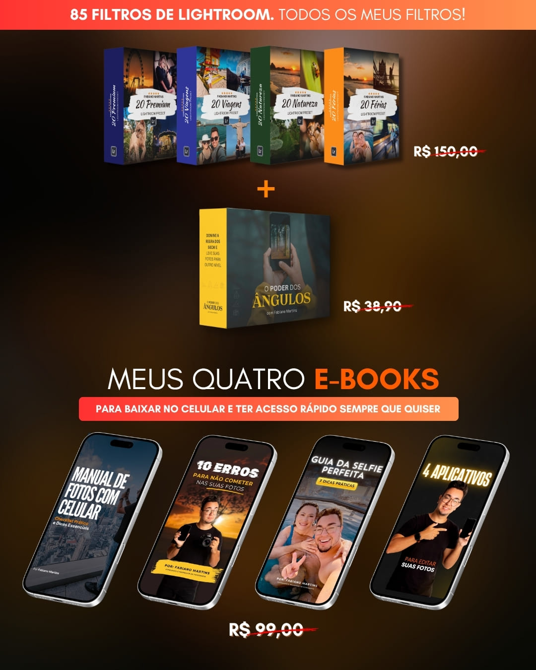 85 Filtros de Lightroom e Quatro E-books para baixar no celular