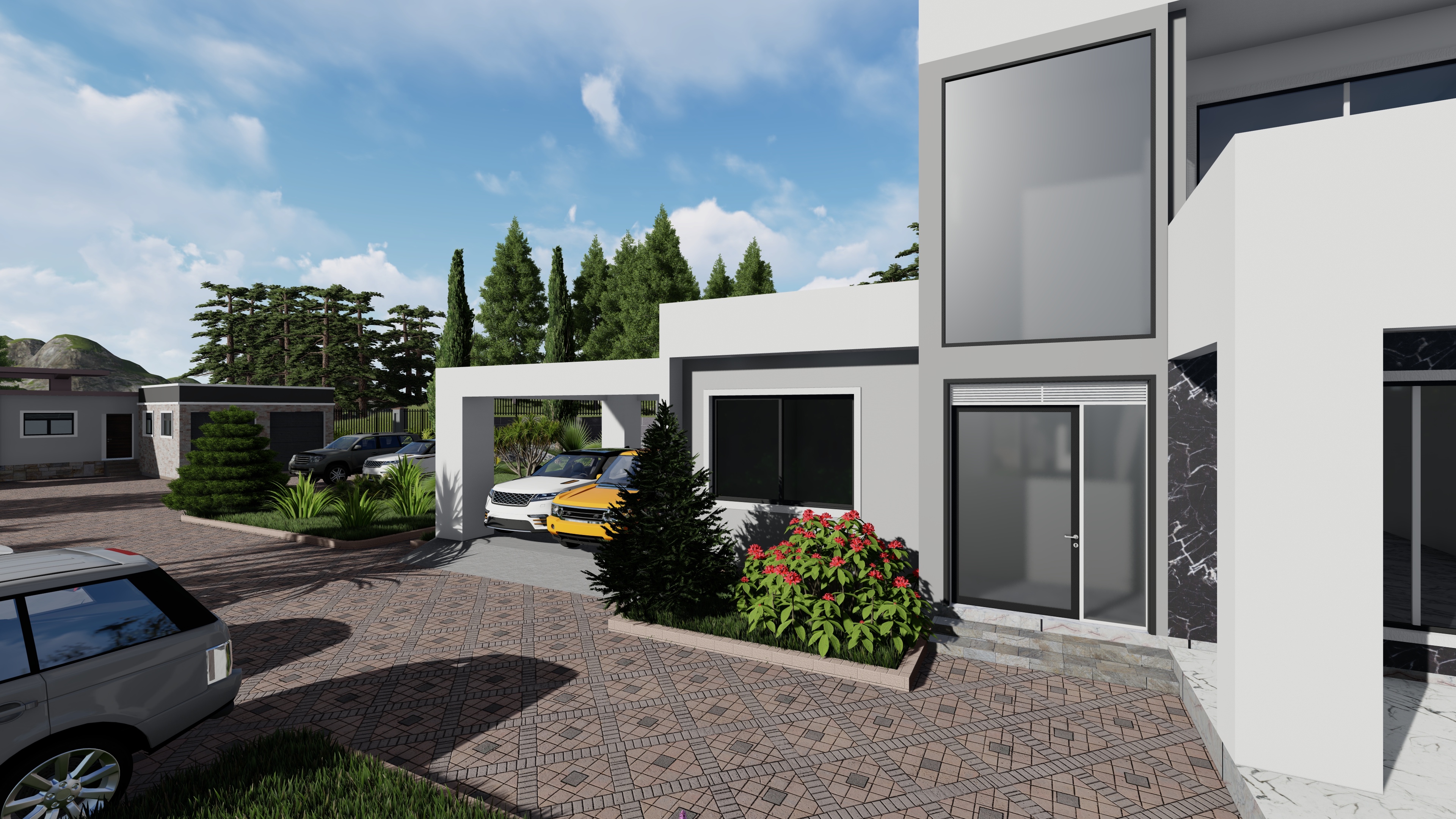 Modern White Residence Entrance