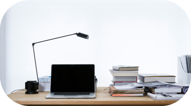 Clean desk setup with laptop