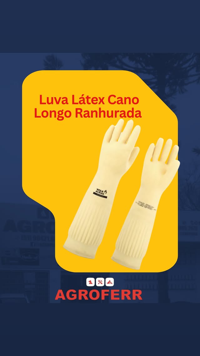 Luva Látex Cano Longo Ranhurada