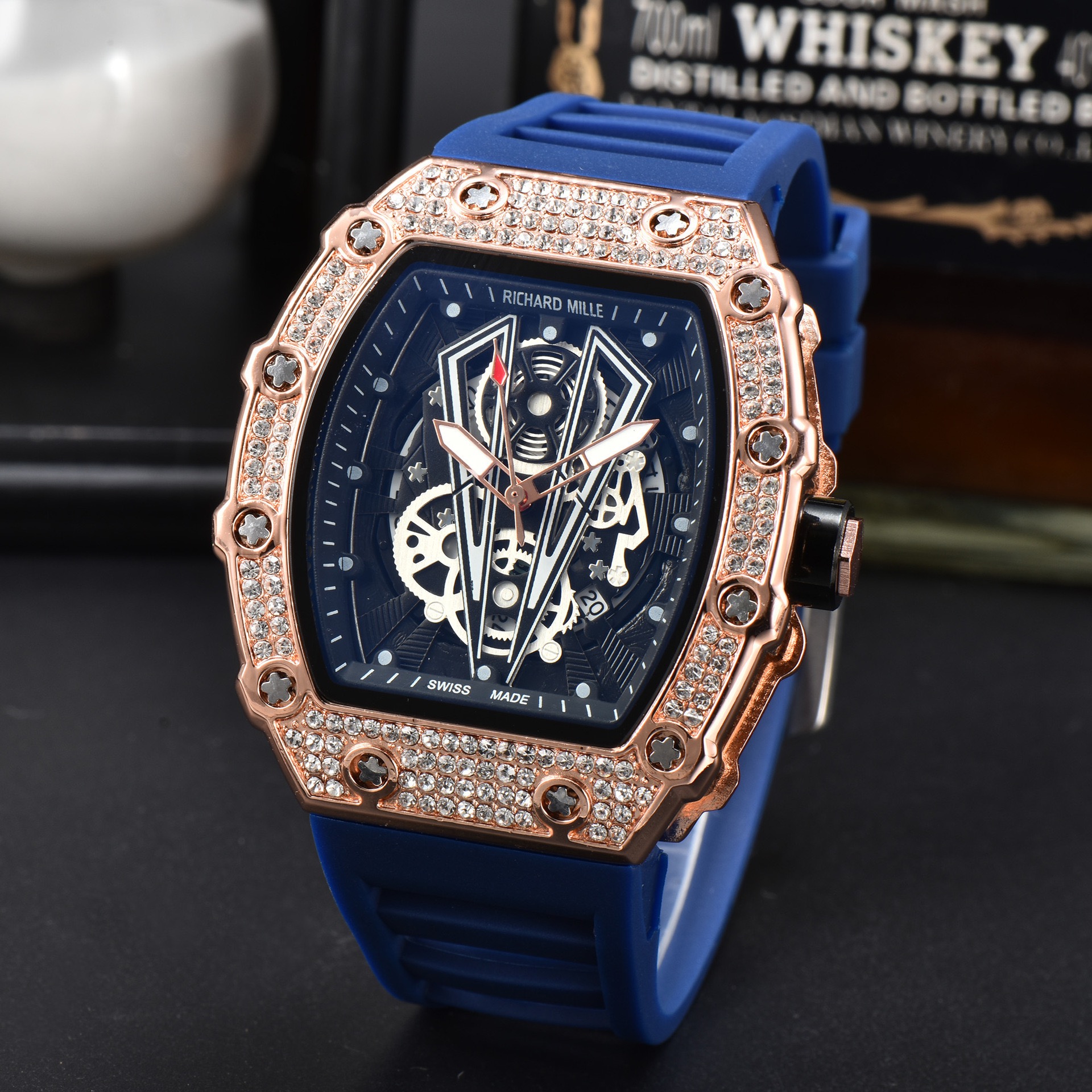 Montre de Luxe Diamant - Or Rose / Bleu