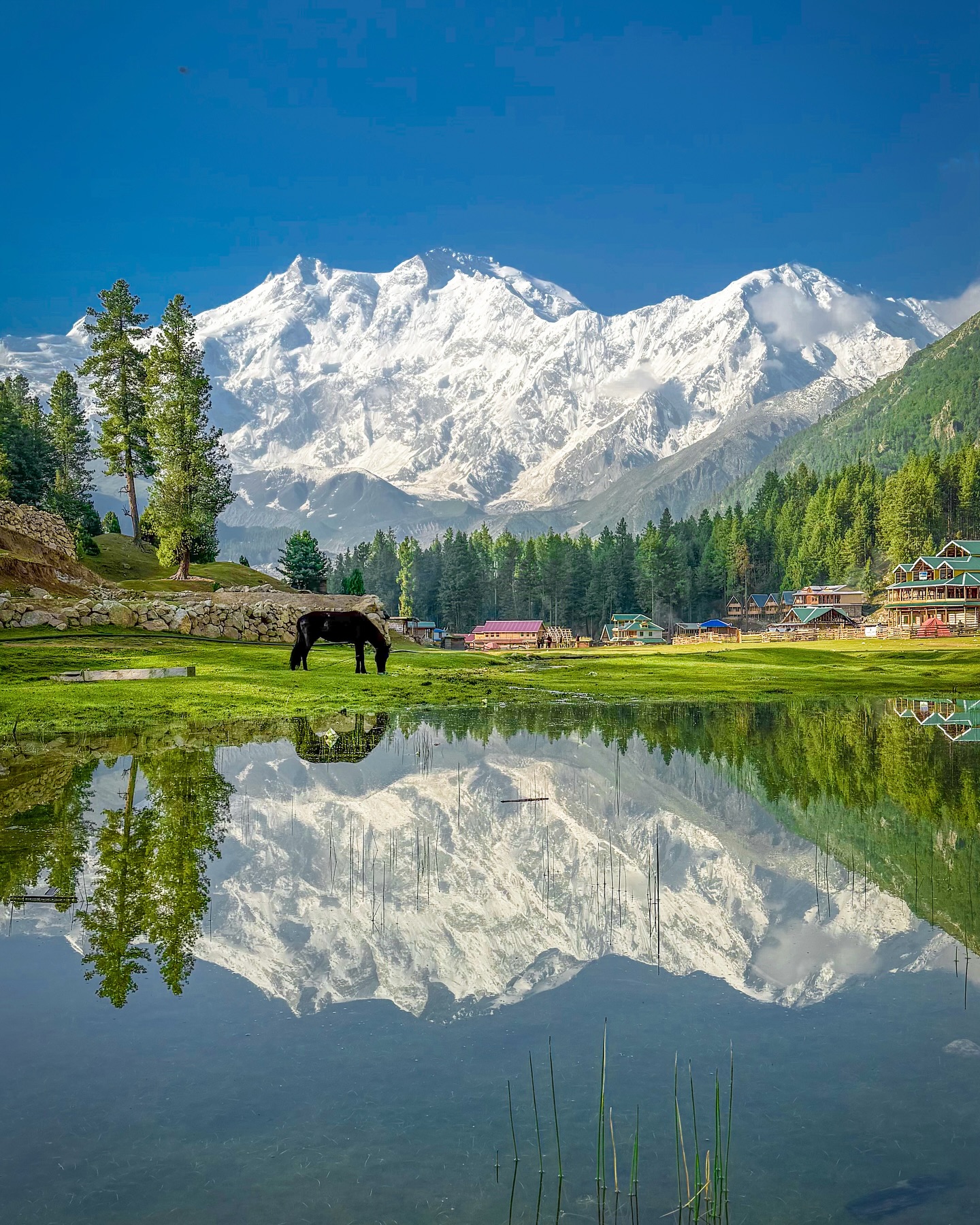 Lake reflection with mountain
