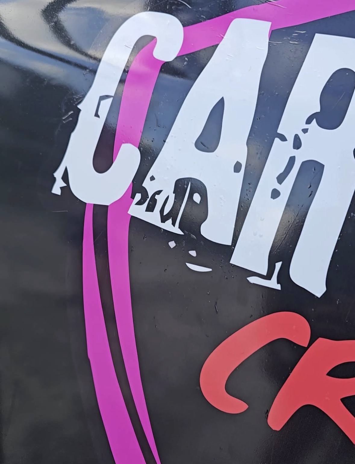 Custom car decal with pink accent lines