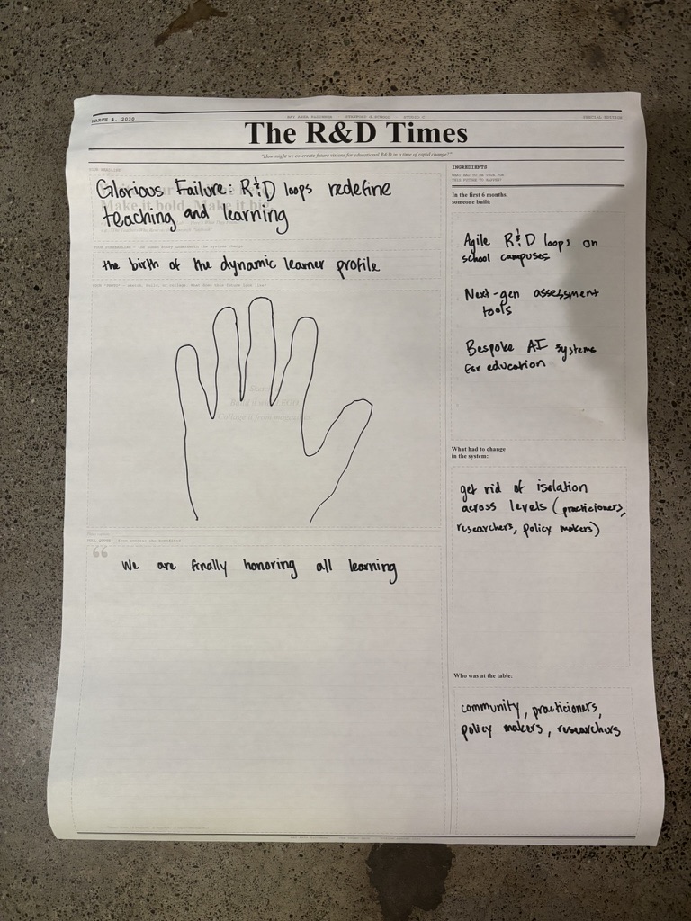 Completed R&D Times newspaper with handwritten title "Glorious Failure"