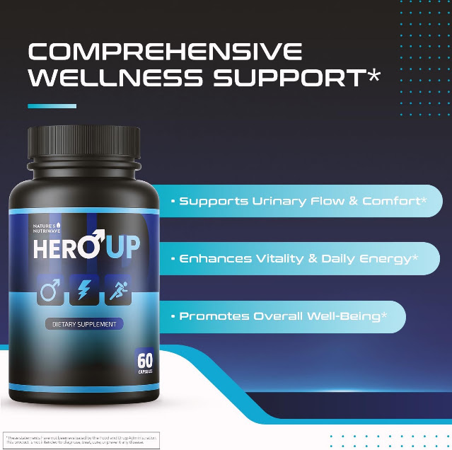 Hero Up bottle with wellness support callouts