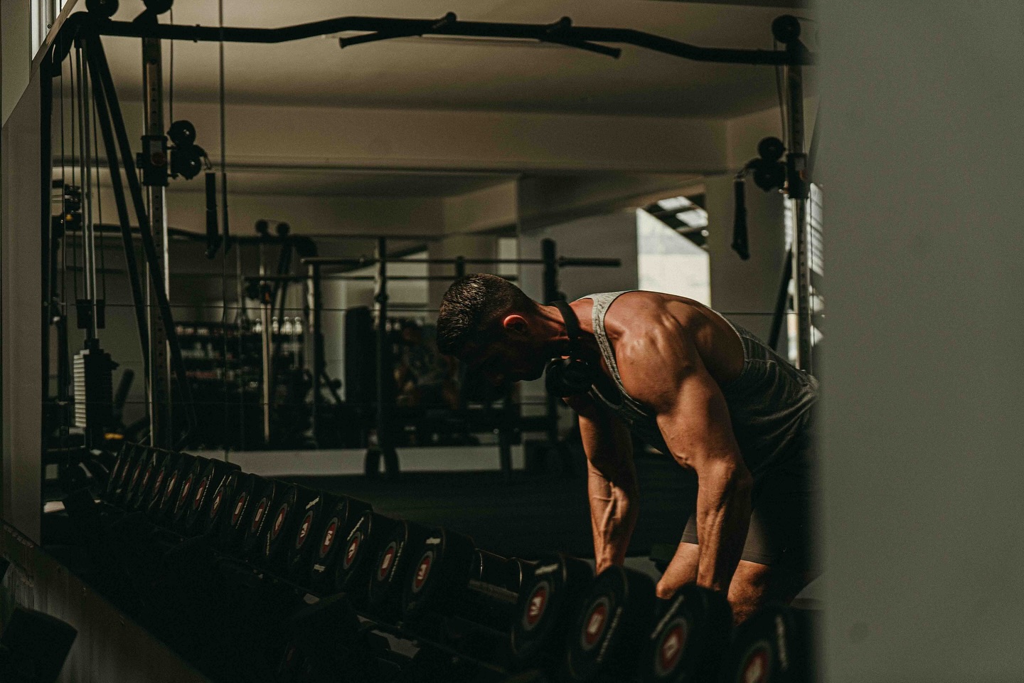 Zacharias training in a dark gym