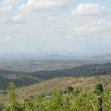 Weites Panorama der hügeligen Landschaft rund um Makuyu