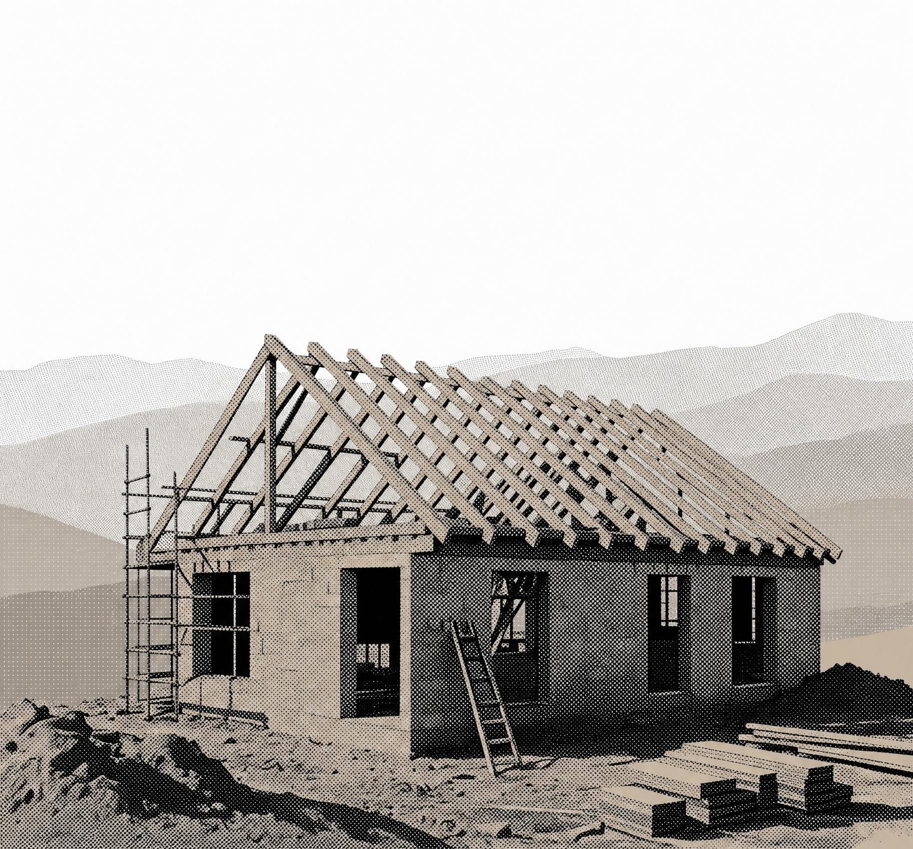 Charpente en bois en construction sur une maison