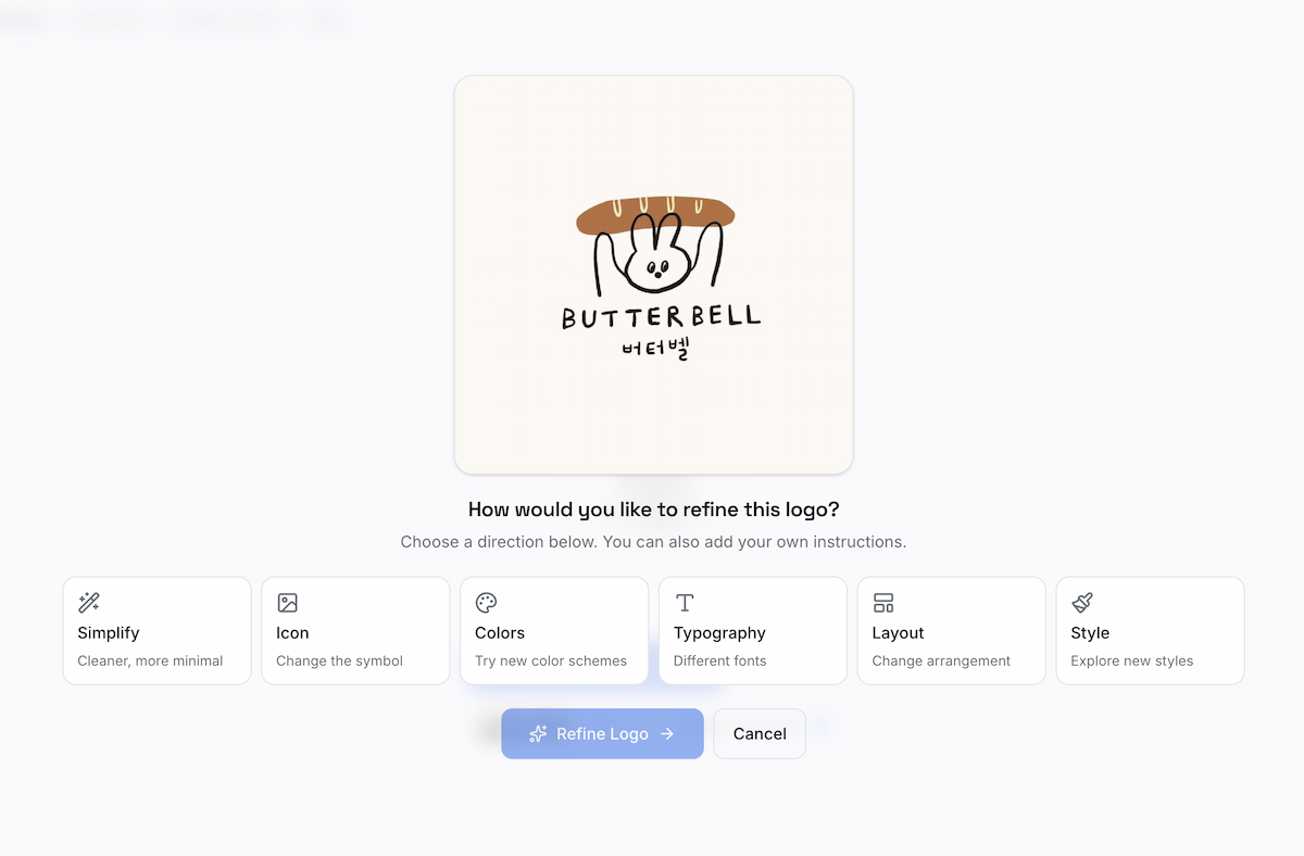 LogoAI Modify refinement directions