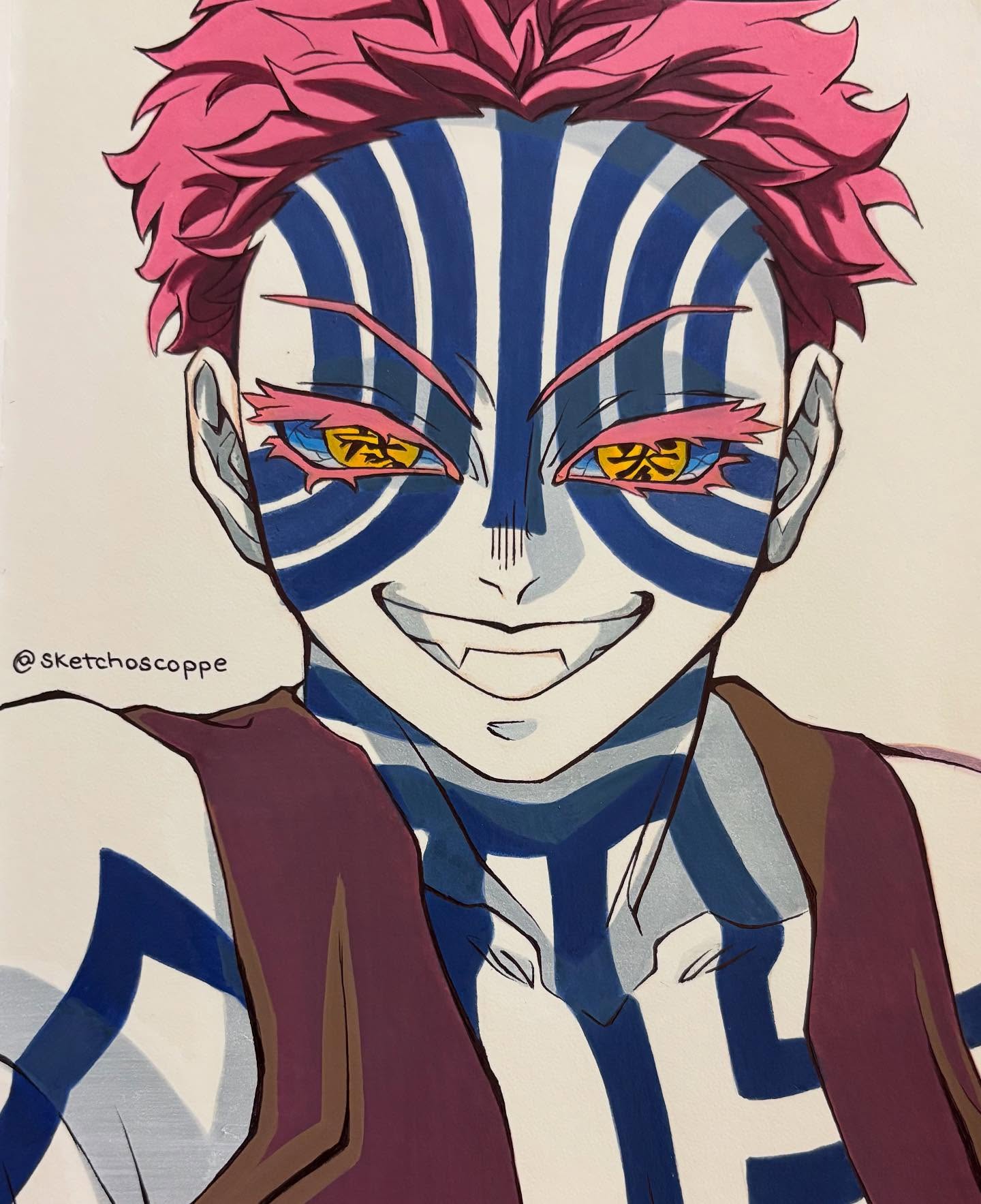 Marker illustration of Akaza, front view