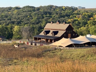 Rustic barn venue in rolling hills