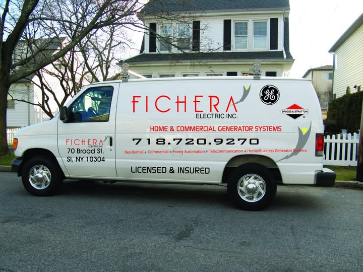 Fichera Electric service van in Staten Island neighborhood
