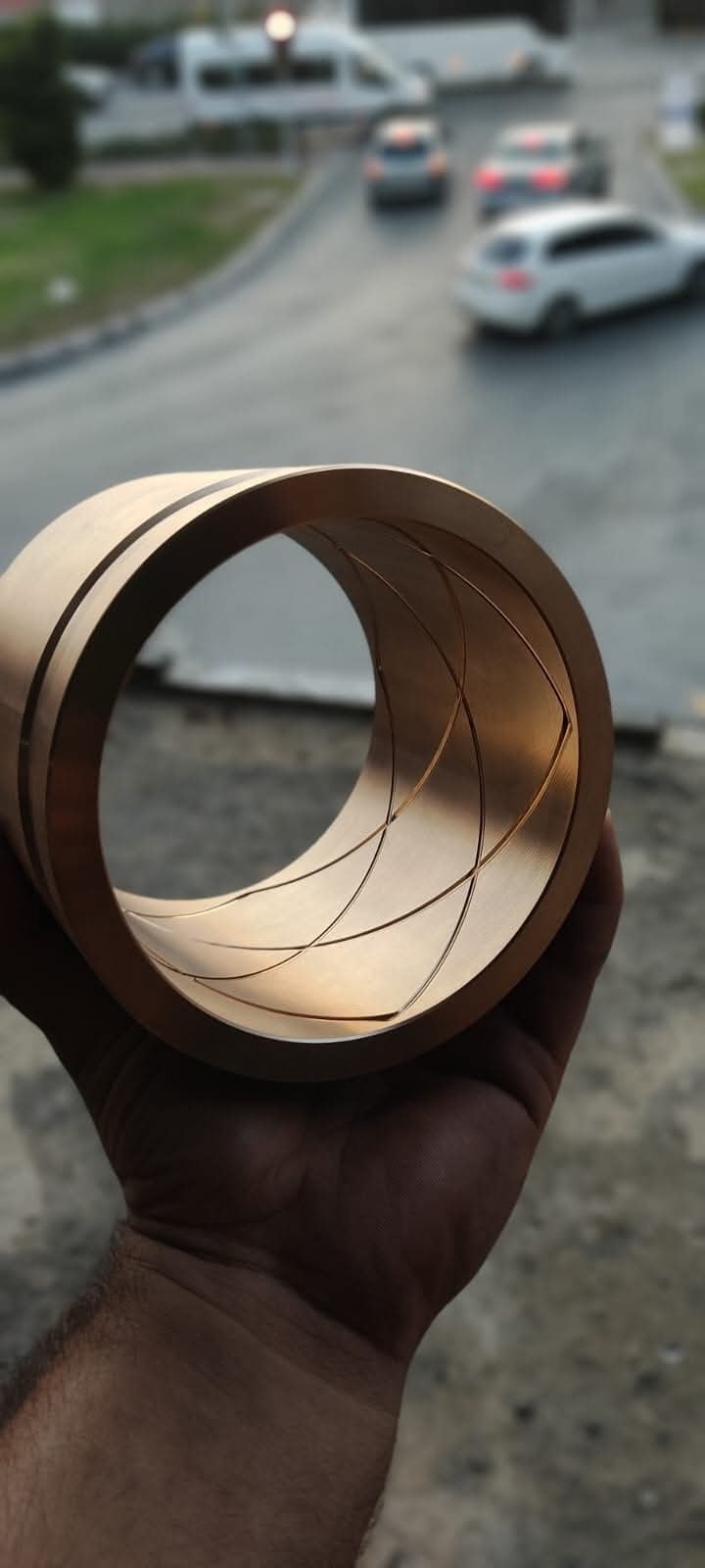 Brass bronze bushing with decorative grooves