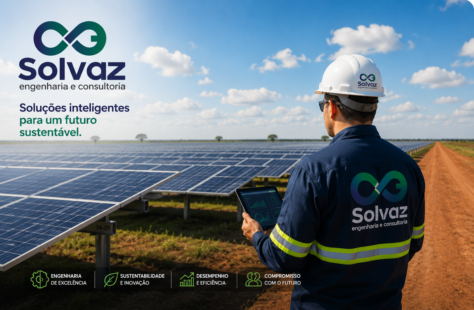 Engenheiro Solvaz em usina solar - Soluções inteligentes para um futuro sustentável