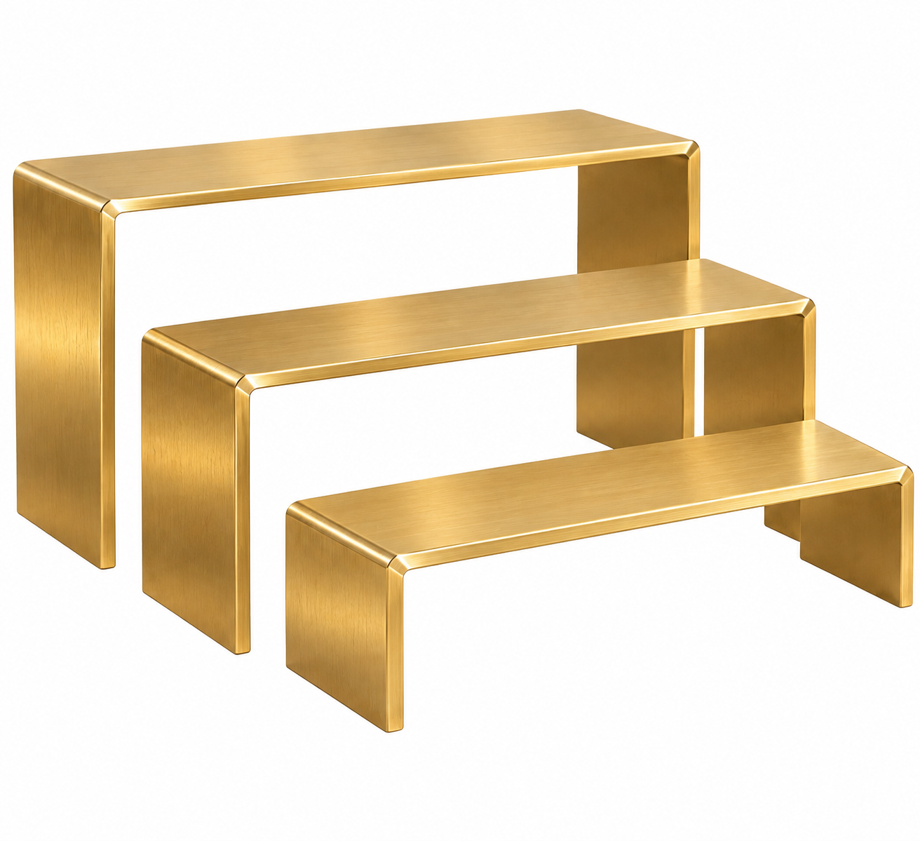 3-Tier Brushed Gold Nesting Riser Set