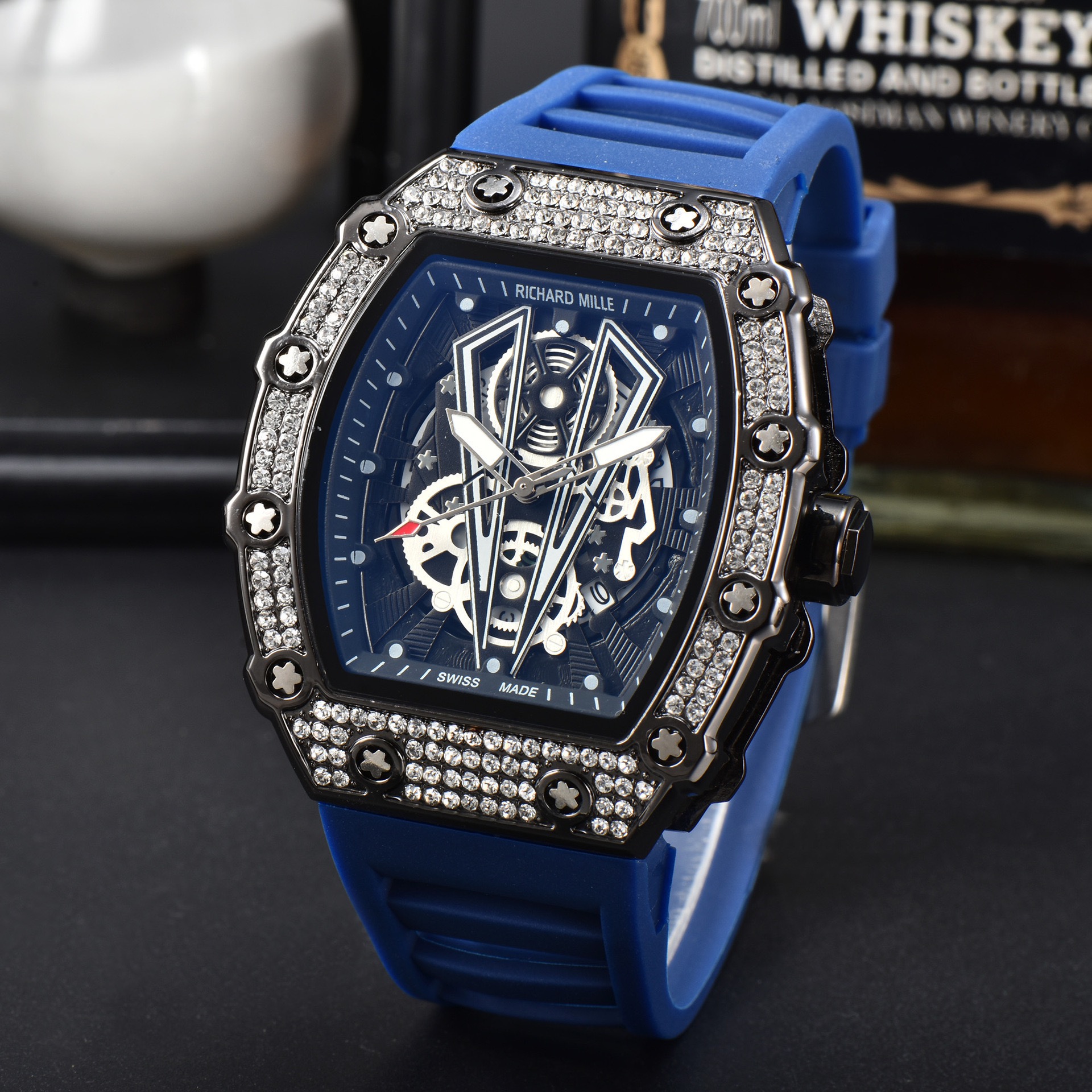 Montre de Luxe Diamant - Noir / Bleu