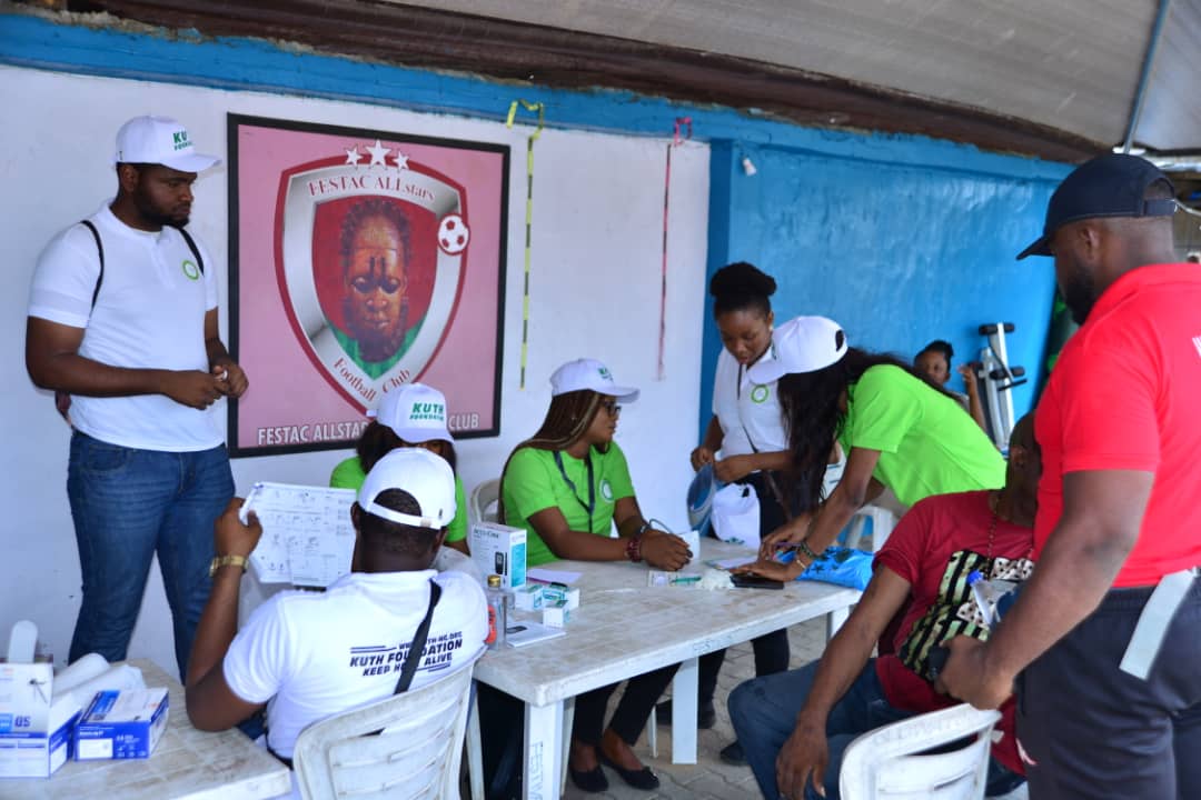 Full healthcare station setup at Festac Allstars Football Club