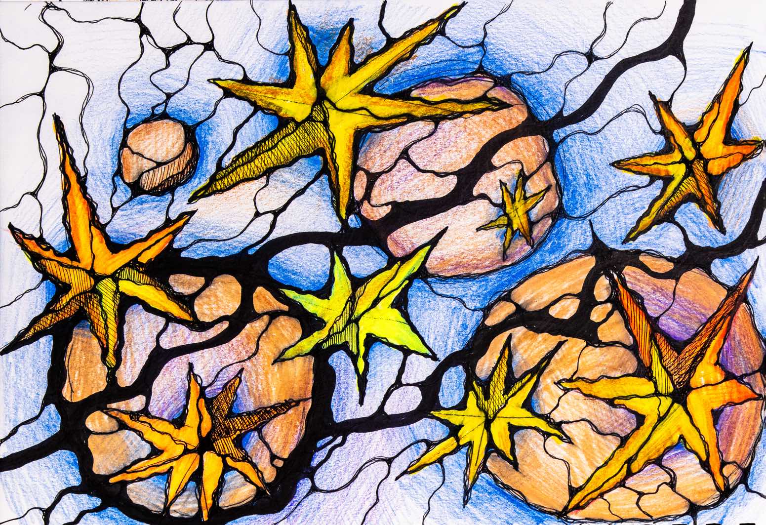 Yellow stars neurographics artwork