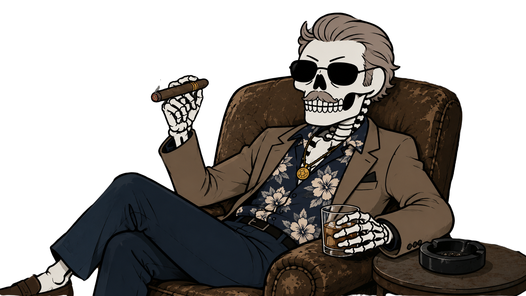 FAUCI UNC relaxing in leather chair with whiskey