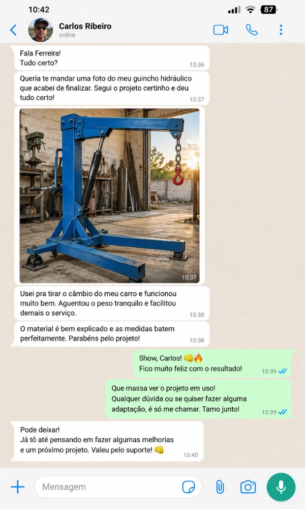 Depoimento do Carlos Ribeiro com guindaste azul