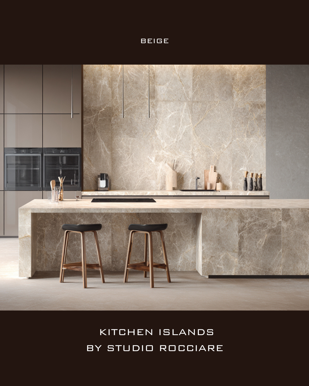 Beige Marble Kitchen Island