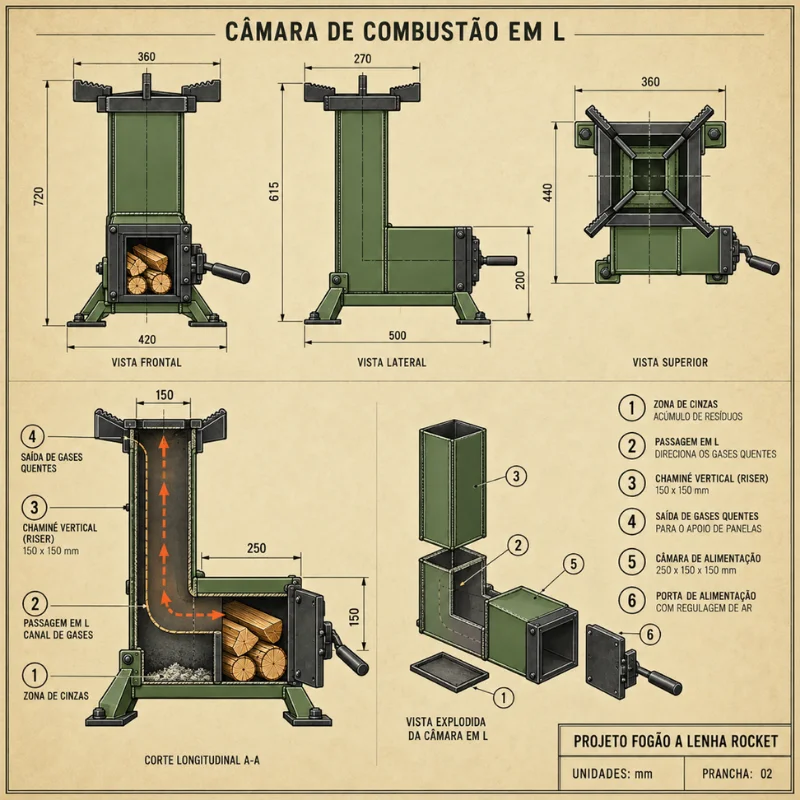 Câmara de Combustão em L
