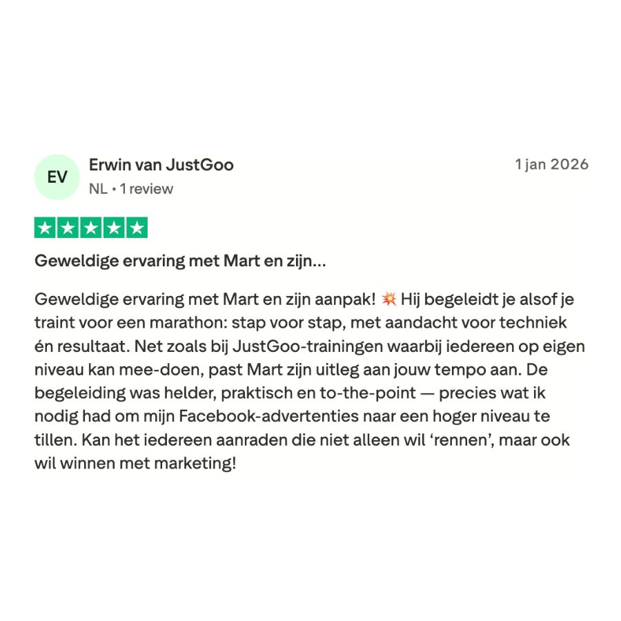 Trustpilot review van Erwin van JustGoo - Geweldige ervaring met Mart