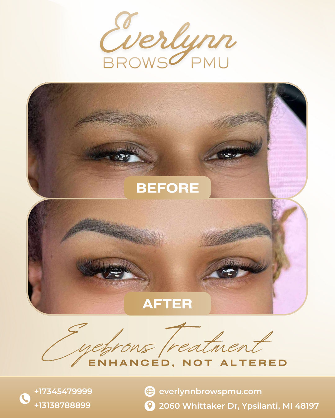 Eyebrows Treatment - Enhanced, Not Altered - Before and After