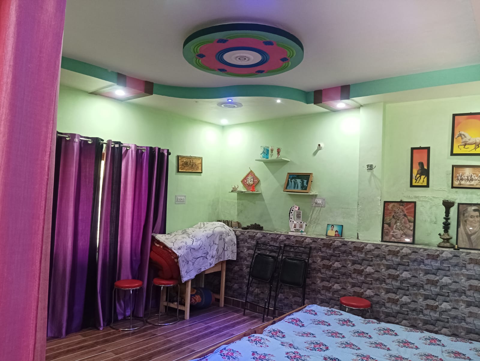 Beautifully decorated living space with local artwork