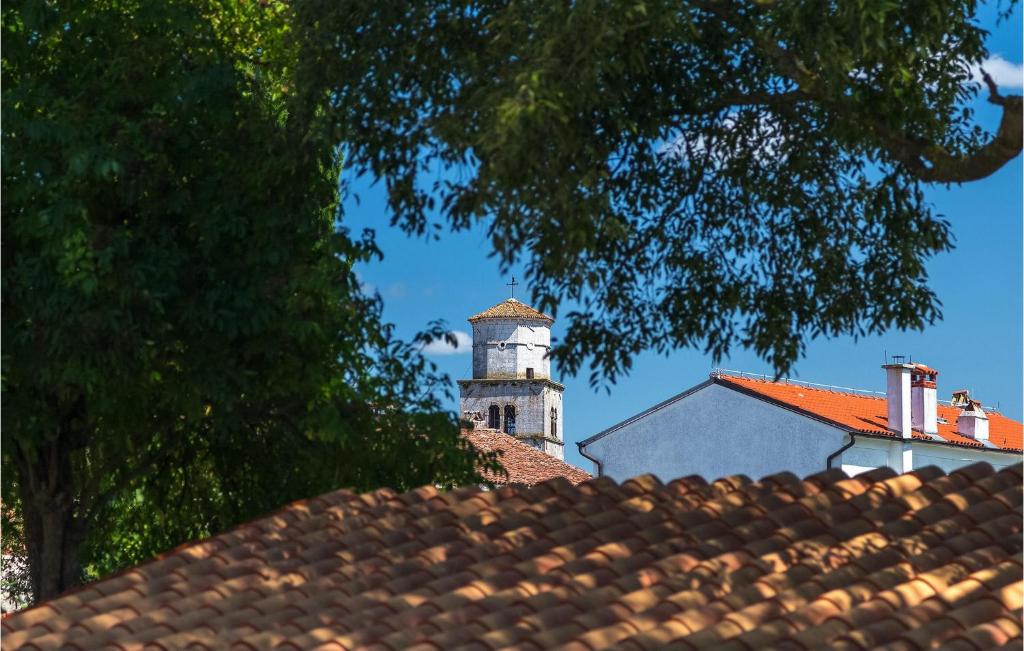 View of Tinjan village with church tower
