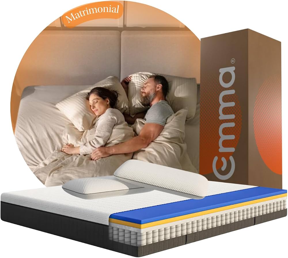 Emma mattress shown with a couple resting in bed
