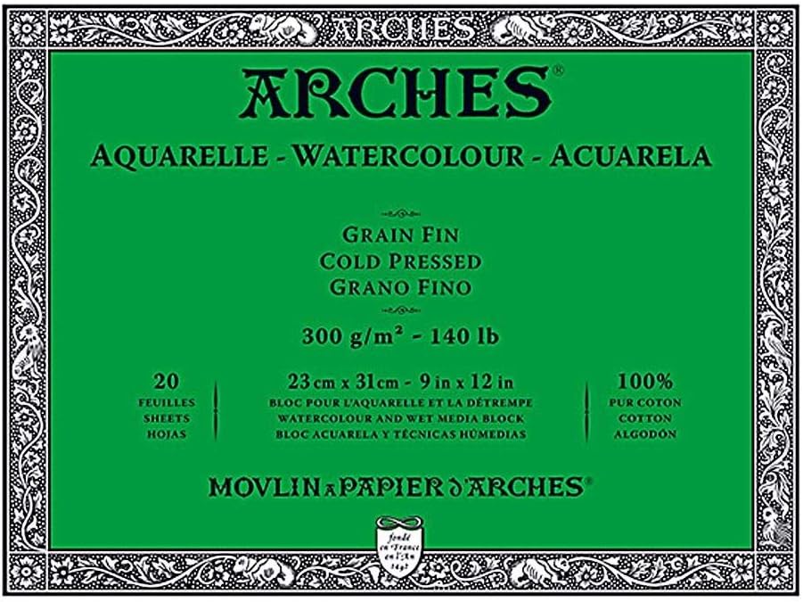 Professional Arches Watercolor Paper Block 9"x12"