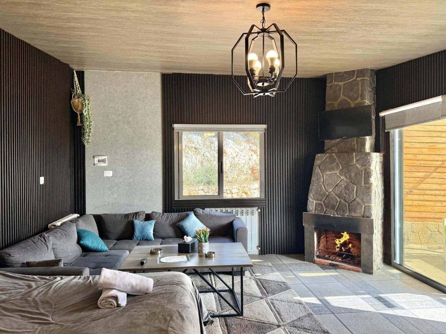Cozy living room with fireplace